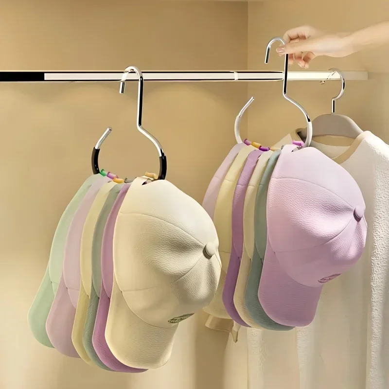 1/2/5pcs Non-slip Hat Storage Hook Durable Clothes Hanger Circle Ring Hat Hanger Non-marking Scarf Towel Tie Hanging Rack