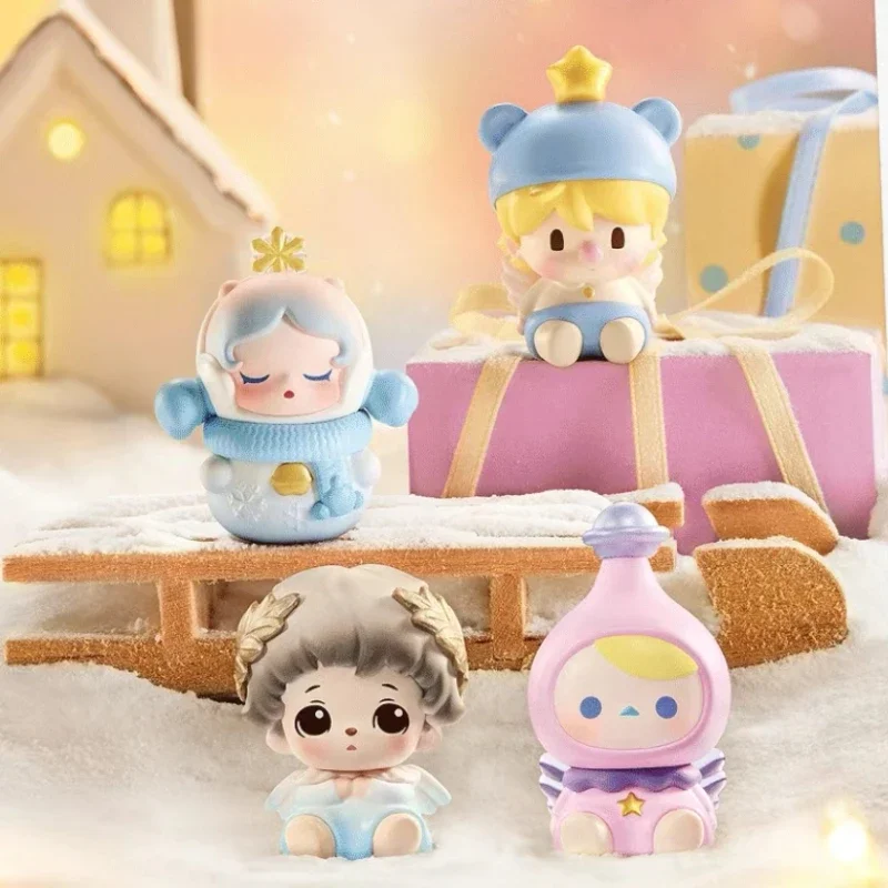 Pop Bean Christmas Party Series Мини-куклы Kawaii Аниме Фигурки Настольная модель Симпатичные Labubu Dimoo Sp Детская подарочная коллекция игрушек