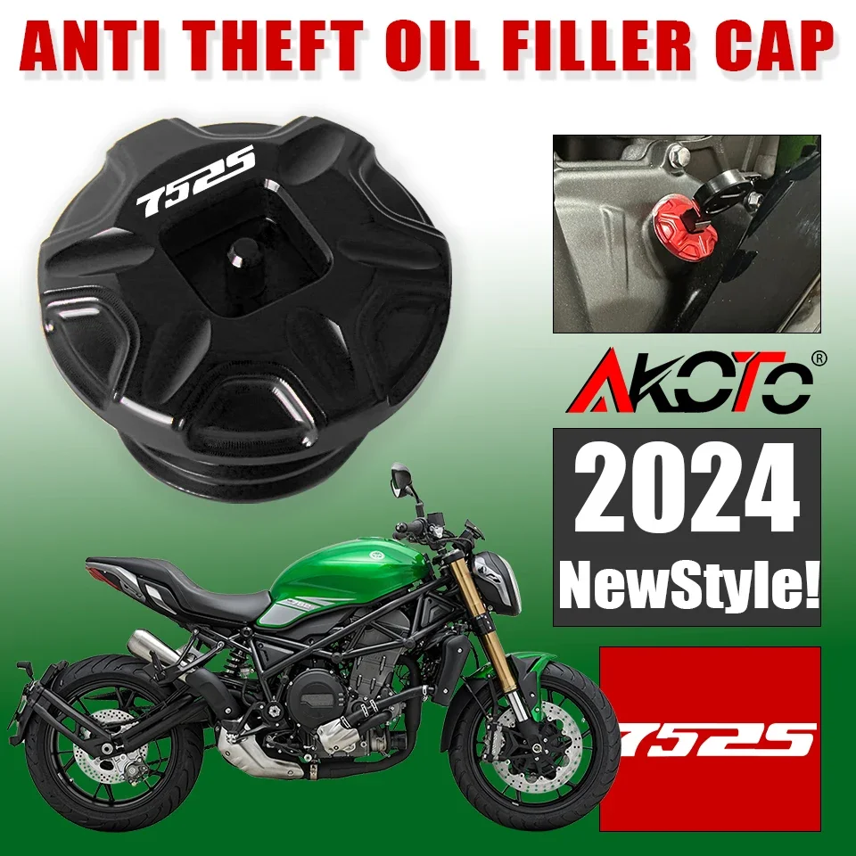 

Motorcycle CNC Anti theft Oil Filler Cap Accessories Engine Oil Plug Cover For Benelli 752 752s BJ750GS BJ750 BJ 750 GS Parts