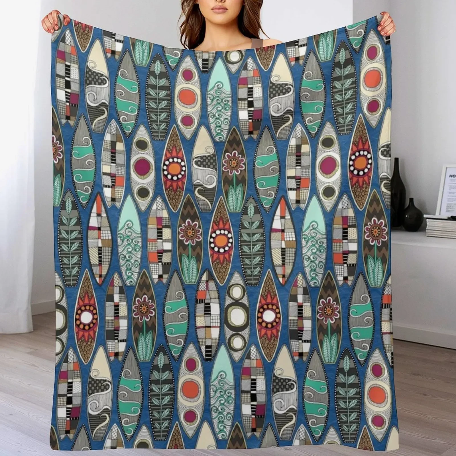 surfboards blue Throw Blanket Soft Cozy Blanket for Pet Kids Adults