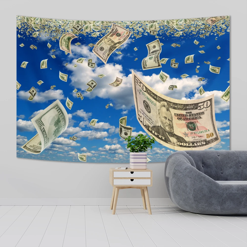 

Money Printed Background Cloth Sky Wall Hanging Tapestries Art Aesthetic Bedroom Or Dorm Decorations