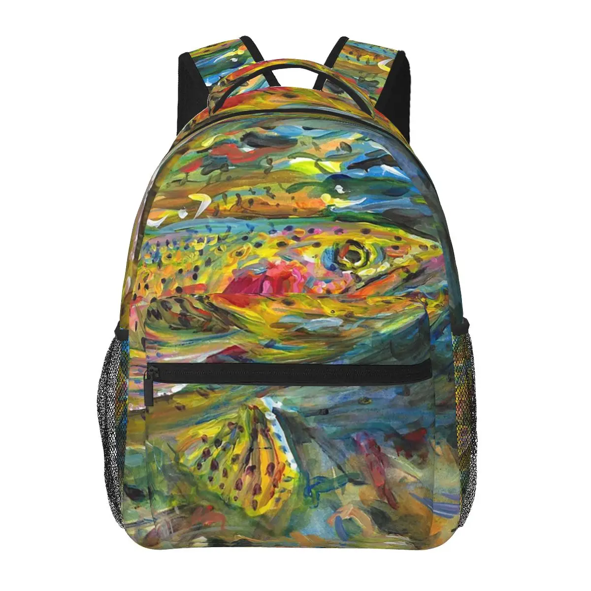 

Rainbow Trout Portrait Backpacks Boys Girls Bookbag Children School Bags Cartoon Laptop Rucksack Shoulder Bag Large Capacity