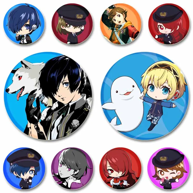 

Role-playing Game Persona 3 Button Pins Cartoon Figure Makoto Yuki Aigis Badge Backpack Clothes Collar Jewelry Brooches Gifts