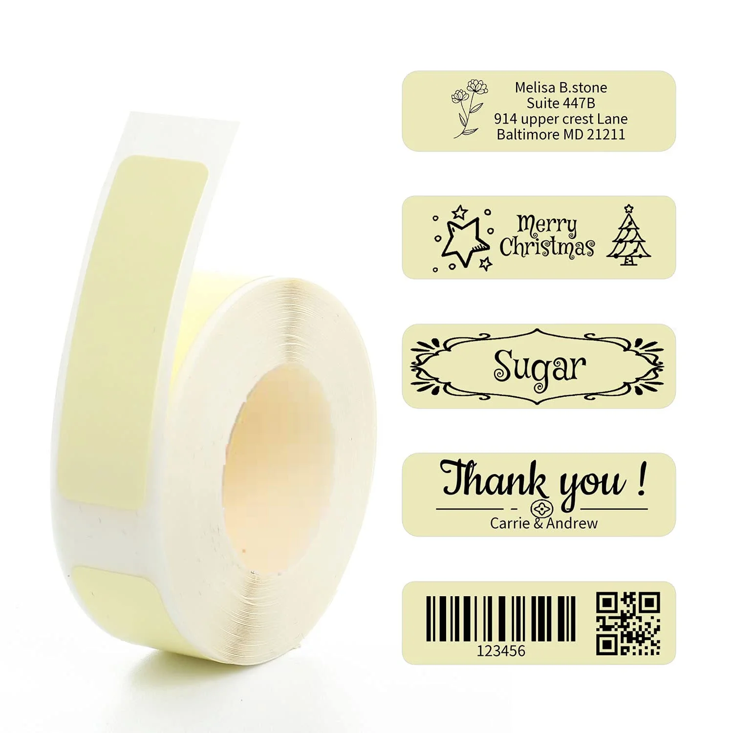 Yellow Label Maker Tape for D30 Label Printer 12x40mm Thermal Paper Waterproof Sticky Label Tape for Home Office School Files