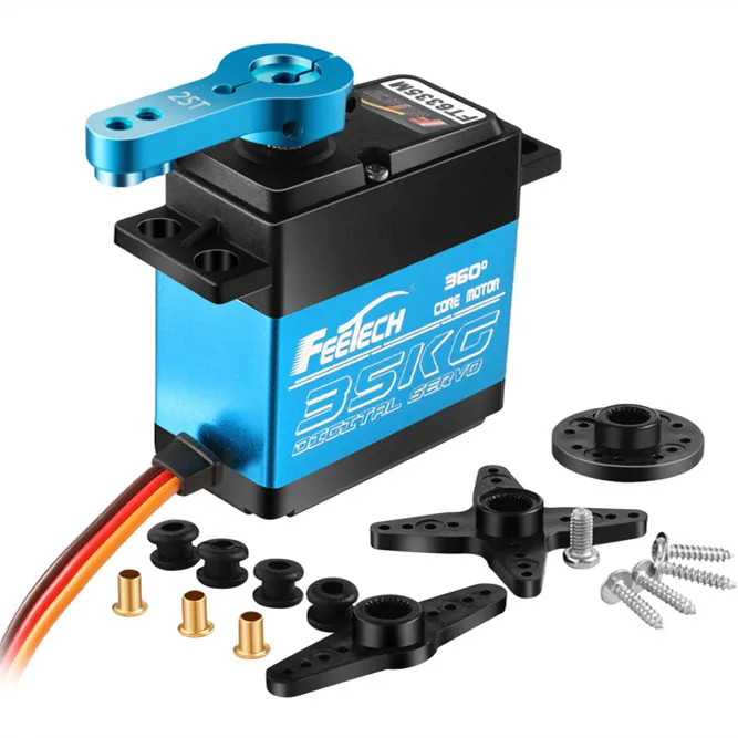FEETECH FT6335M 대형 각도 PWM 35kg cm 멀티 턴 서보 비연속 회전 0-360도 제어 가능 자동차 로봇 장난감 기어
