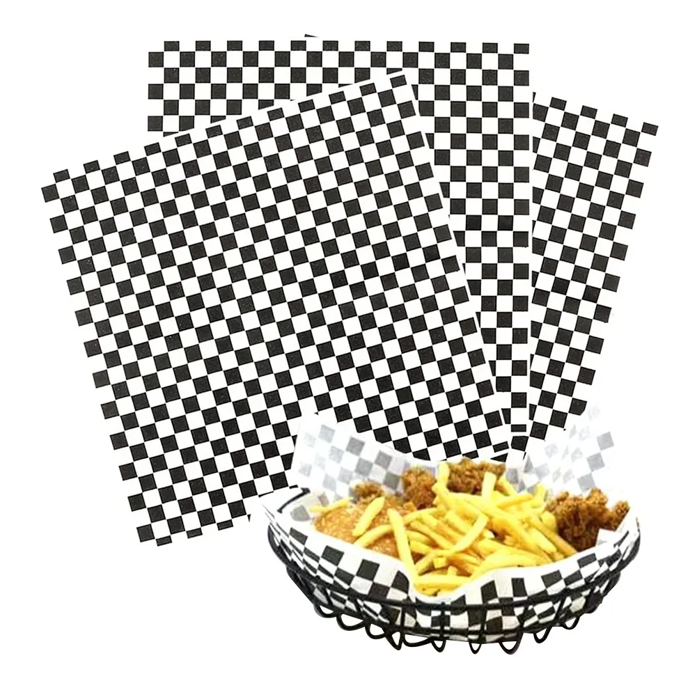 

N10R-400 Sheets Checkered Dry Waxed Deli Paper Sheets, Paper Liners For Food Basket,Bread And Sandwiches