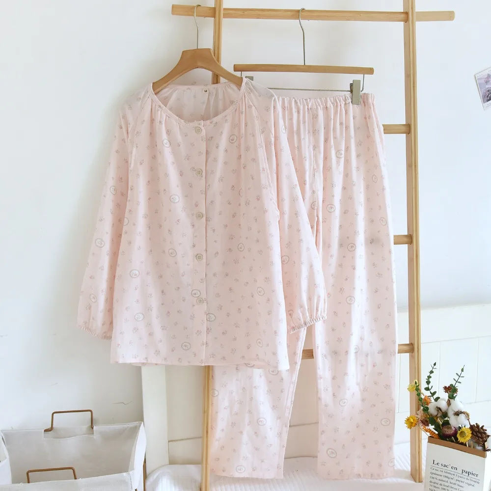 Pure Cotton Women Nursing Pyjamas Homewear New Spring Autumn Long Sleeve Maternity Pajamas Set Two-Piece Breastfeeding Clothes