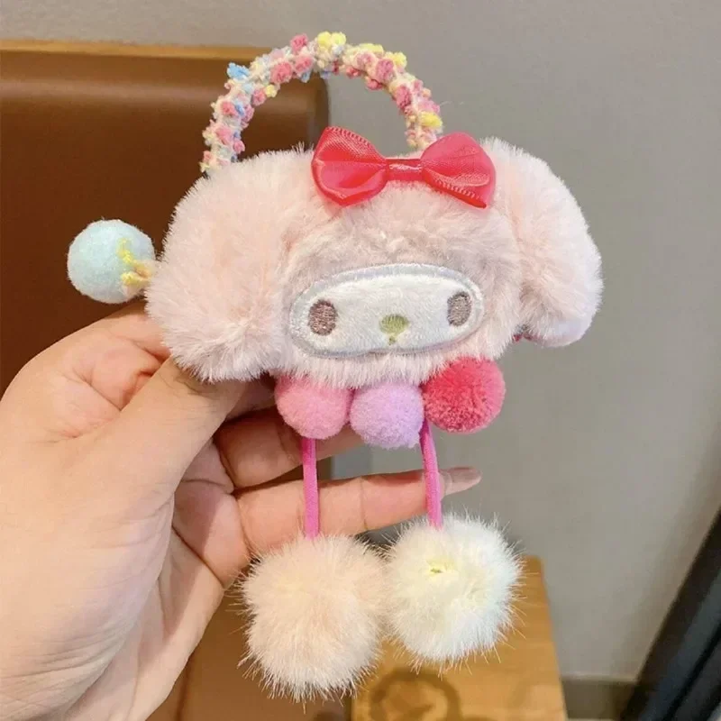 Sanrio Hello Kitty ตุ๊กตาเชือกผมน่ารักอะนิเมะการ์ตูน My Melody Kuromi Cinnamoroll อุปกรณ์เสริมผม Kawaii สาวเด็กของขวัญ