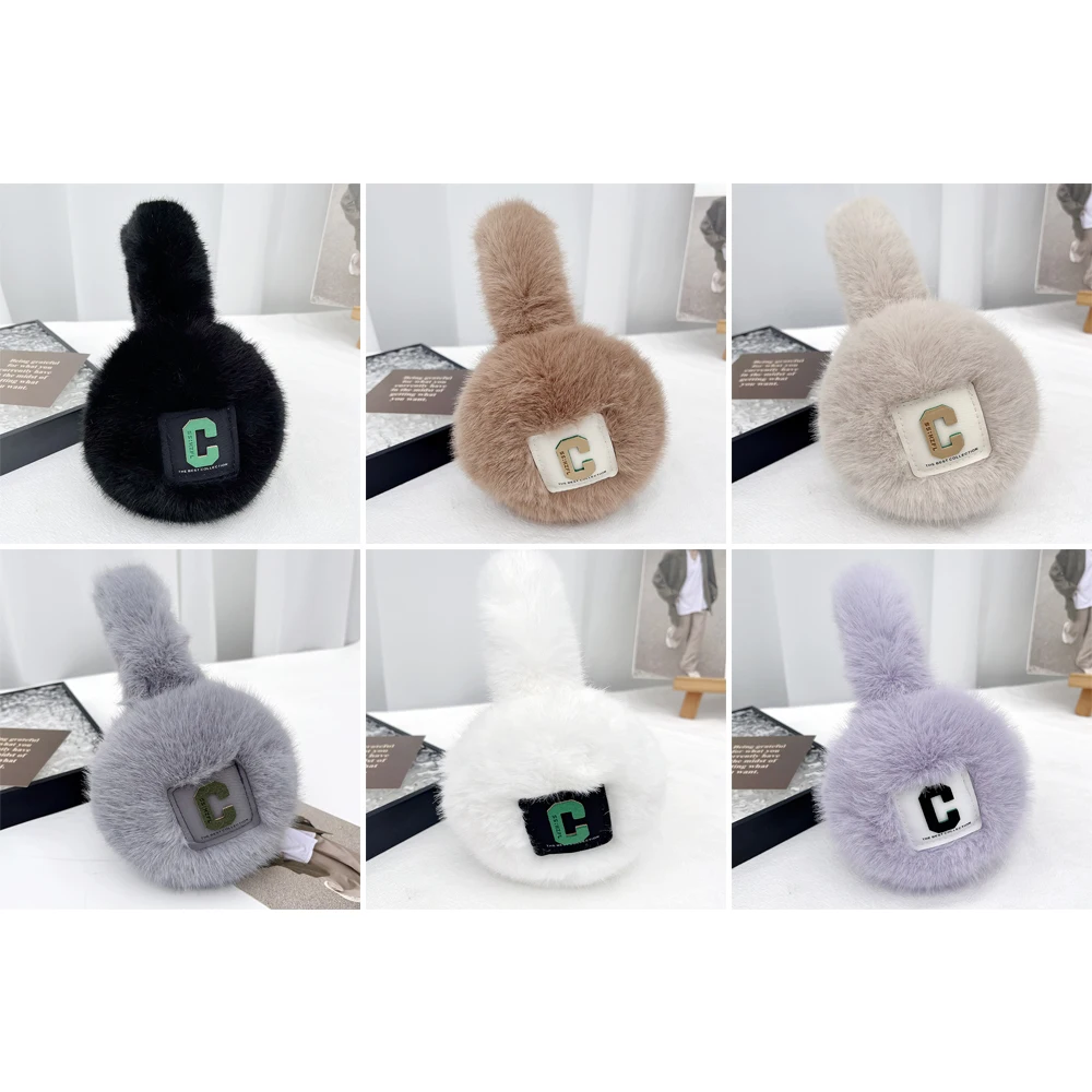 New letter C Foldable Earmuffs Cold Protection Soft Plush Earmuffs Winter Accessories Portable Windproof Ear Cap Student