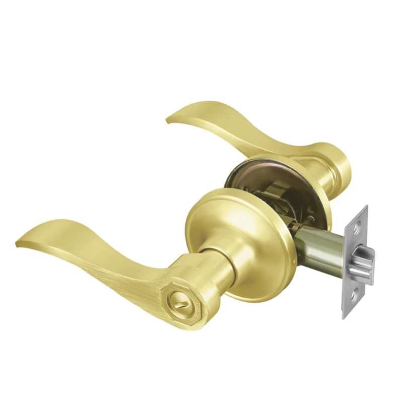 

Gold Waved Levers Door Handle Lock Keyless Entry Zincs Alloys Construction Passage Door Levers For Interior Exterior Door