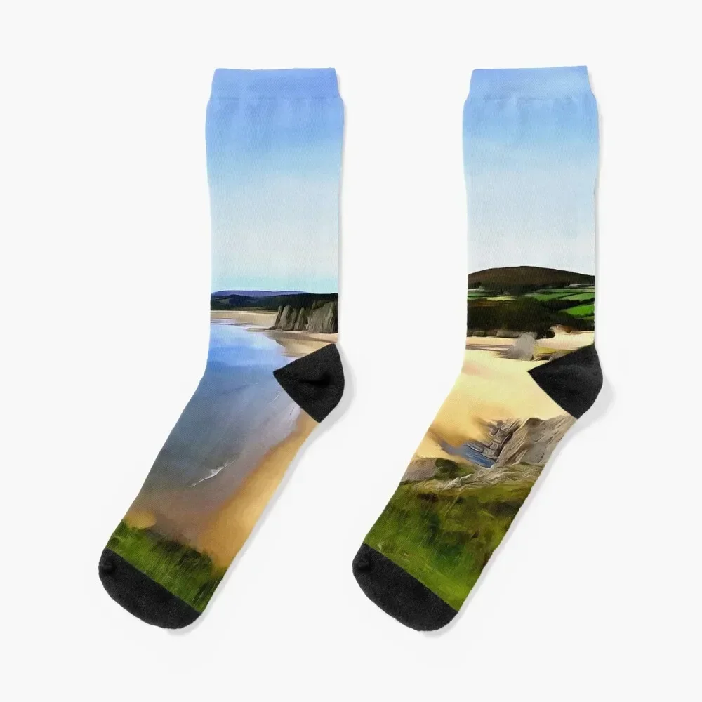 

Gower beach (Painting) Socks gifts Sports Christmas short Socks For Girls Men's