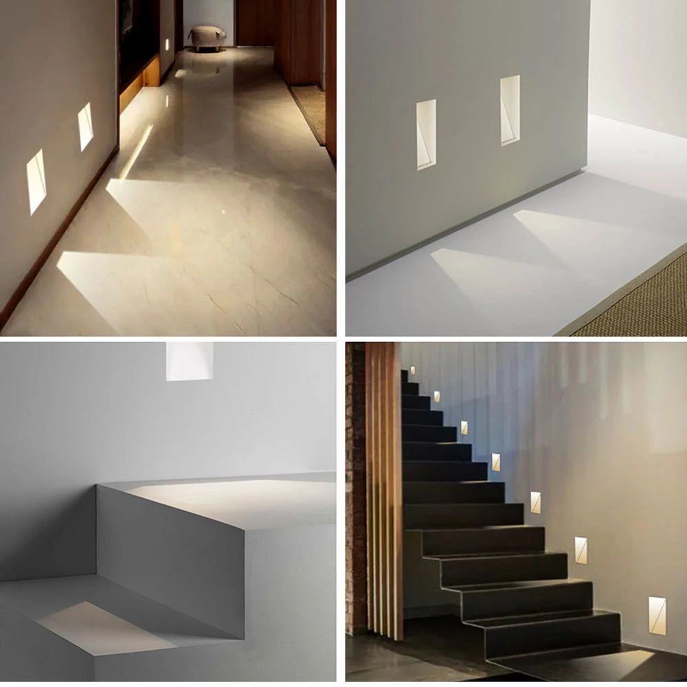 Embedded Frameless LED Step&Stair Wall Lamps 3W Motion Sensor Indoor Bedroom Ladder Foyer Corner Intelligent NightLight 100-240V