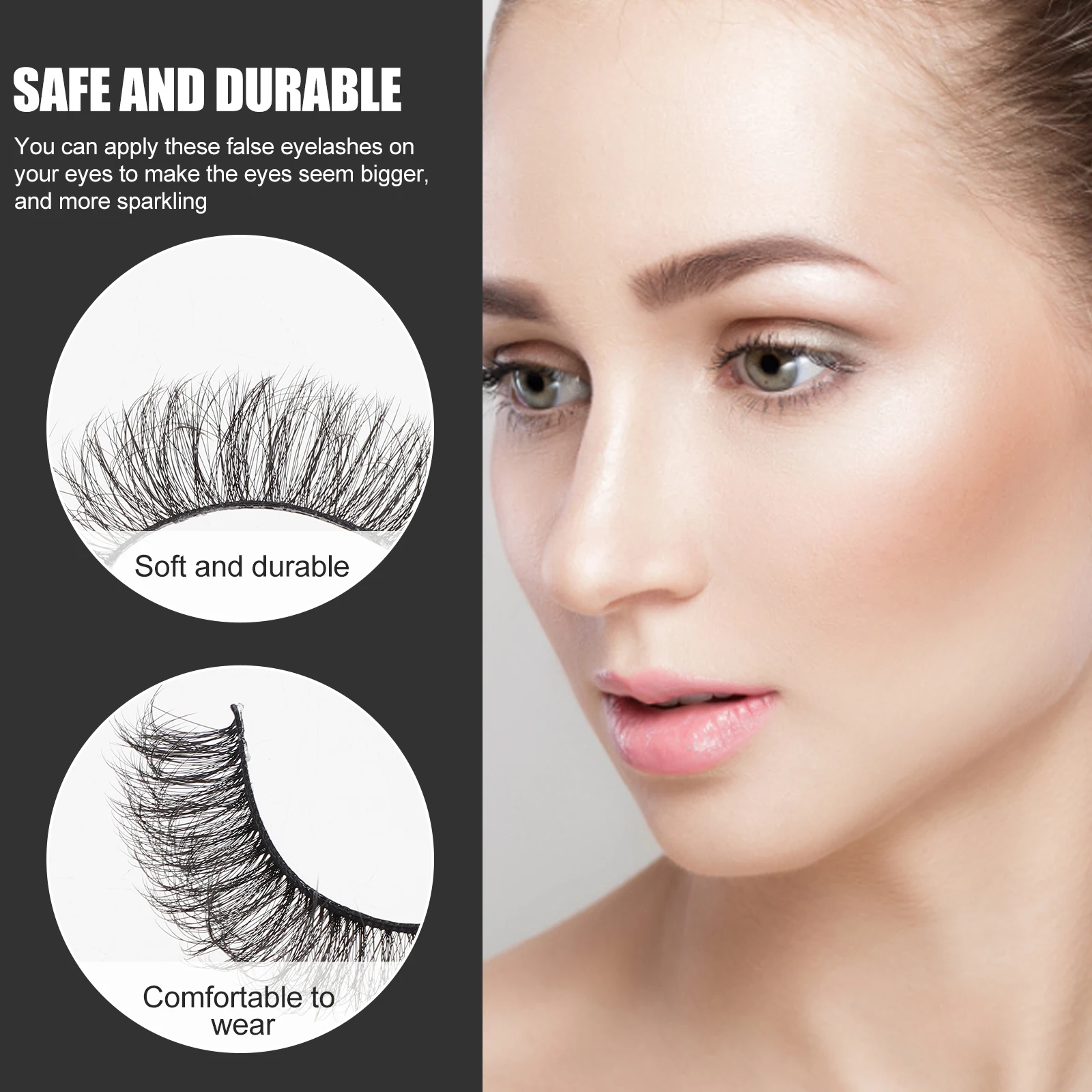

3D False Eyelashes Black Imitation Extensions Thick Women Fake Lashes Daily Party Night Out Adjustable Trimming Comfortable