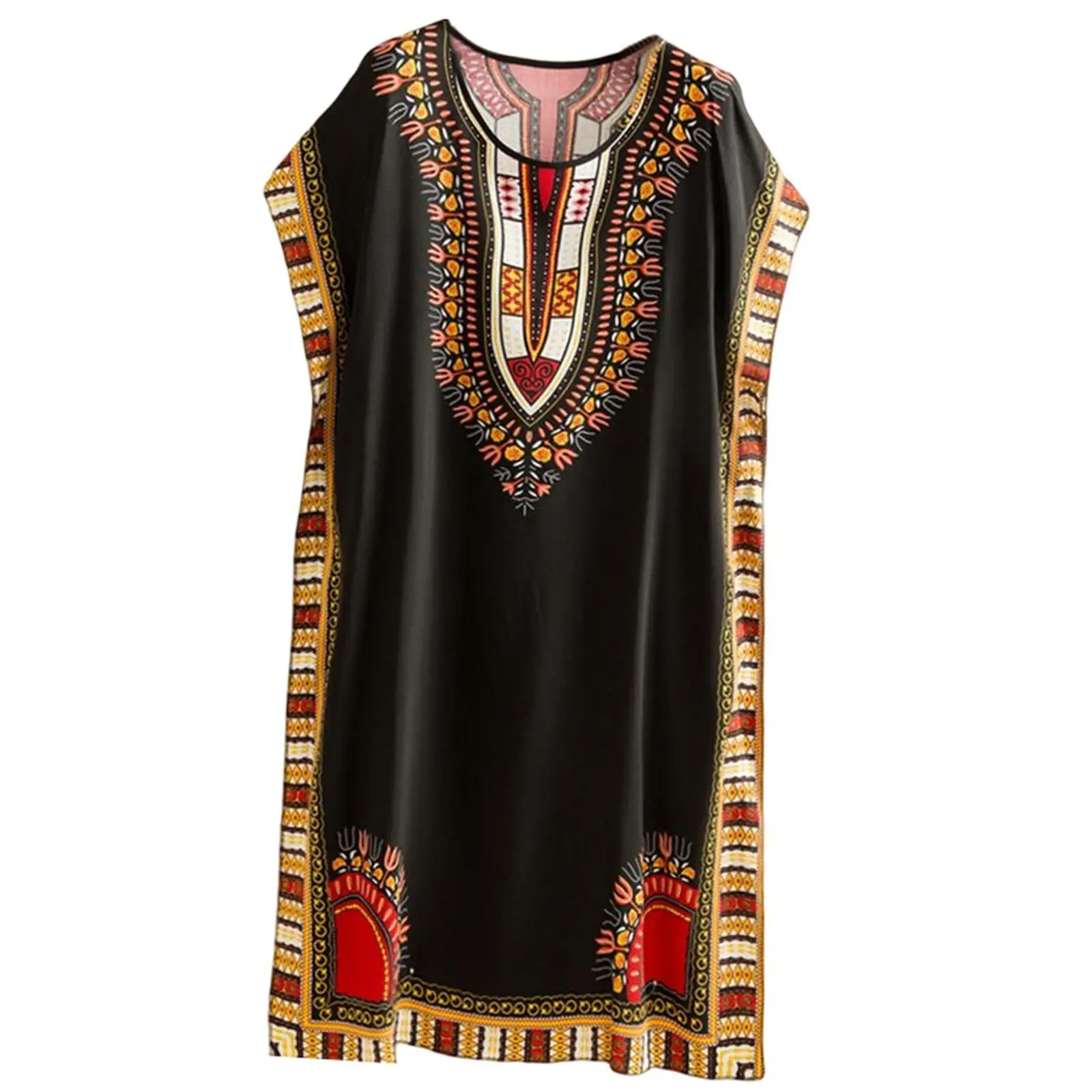 レディース ファッション ビーチ ホリデー ドレス ボヘミアン エレガント エスニック ドレス ルーズ チュニック ブルー