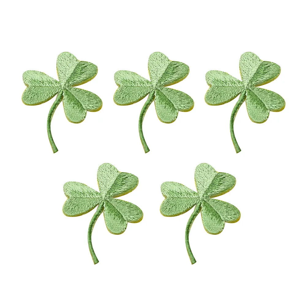 5 pcs Four Leaf Patches Shining Sequins Embroidery Diy Iron On Applique For Clothing Decor Hats Bags Shoes Jackets Crafts