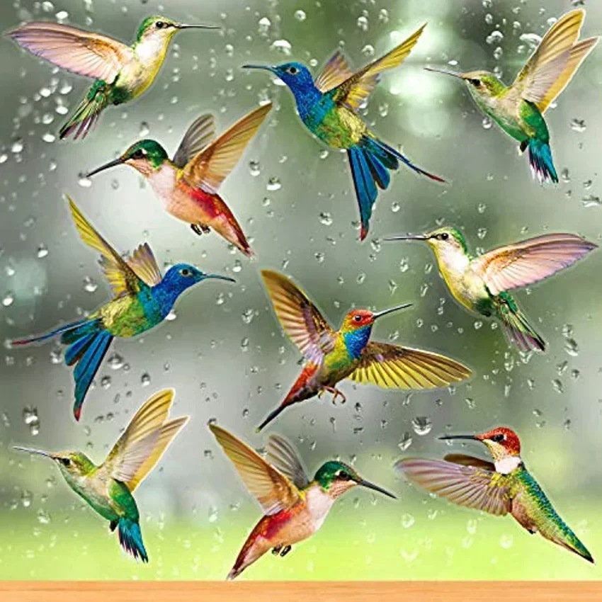 6 Pieces Hummingbird Window Clings Anti-Collision Window Clings Decals to Prevent Bird Non Adhesive Vinyl Cling Stickers view 5