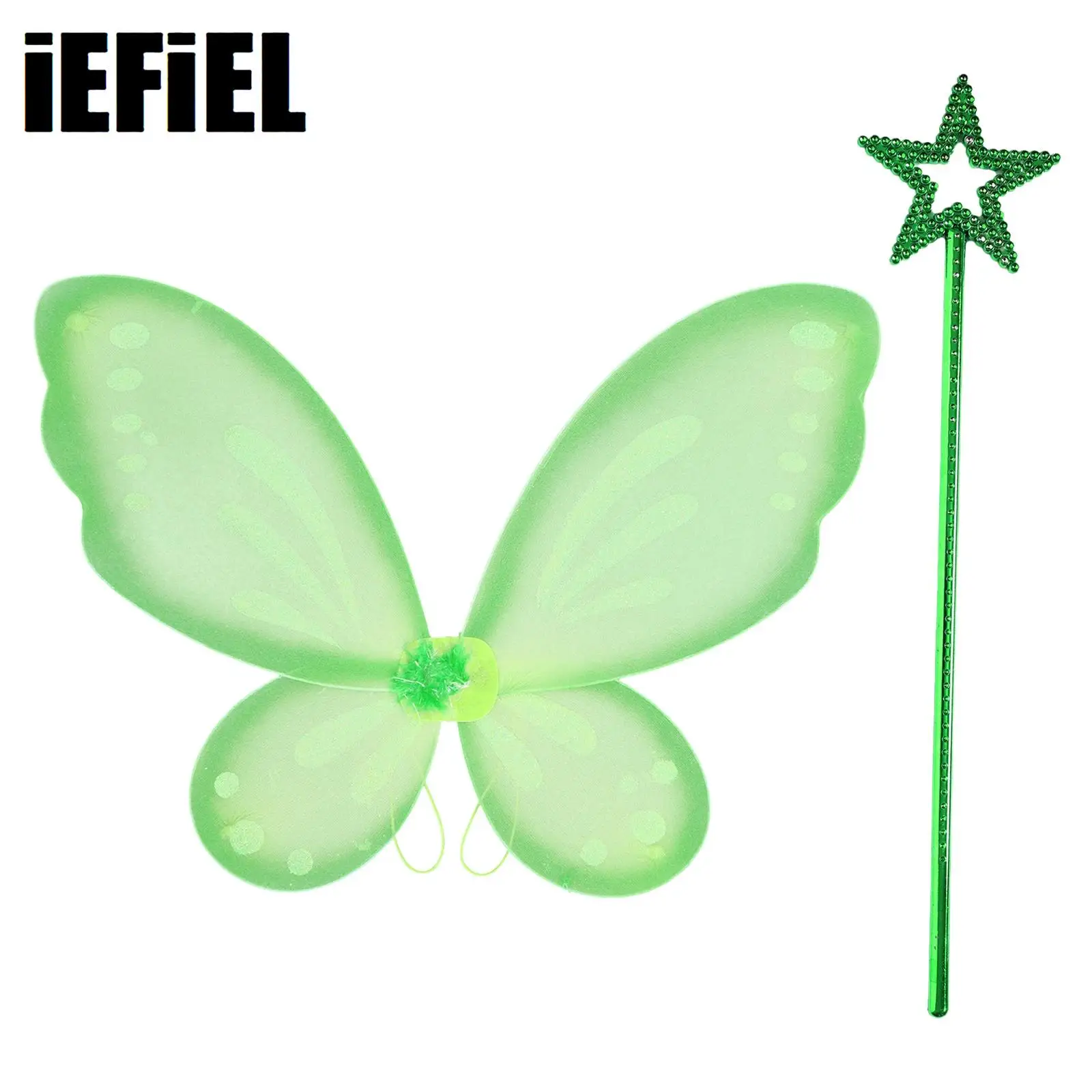 Kids Halloween Cosplay Wing Props Girls Beautiful Butterfly Style Wings Plastic Star Shape Fairy Stick Set Photography Props