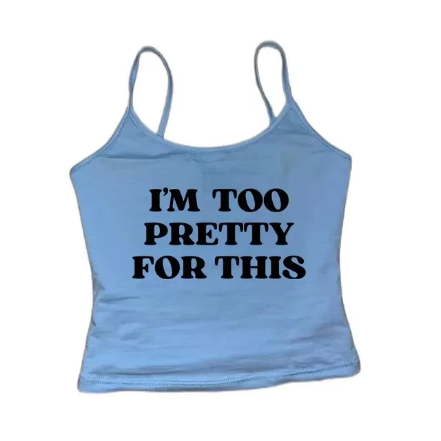 

Faionable Letter Print Slim Fit ort Sve Vest Street Sle Women's Top Casual Wear Comfortable Material Summer 2024