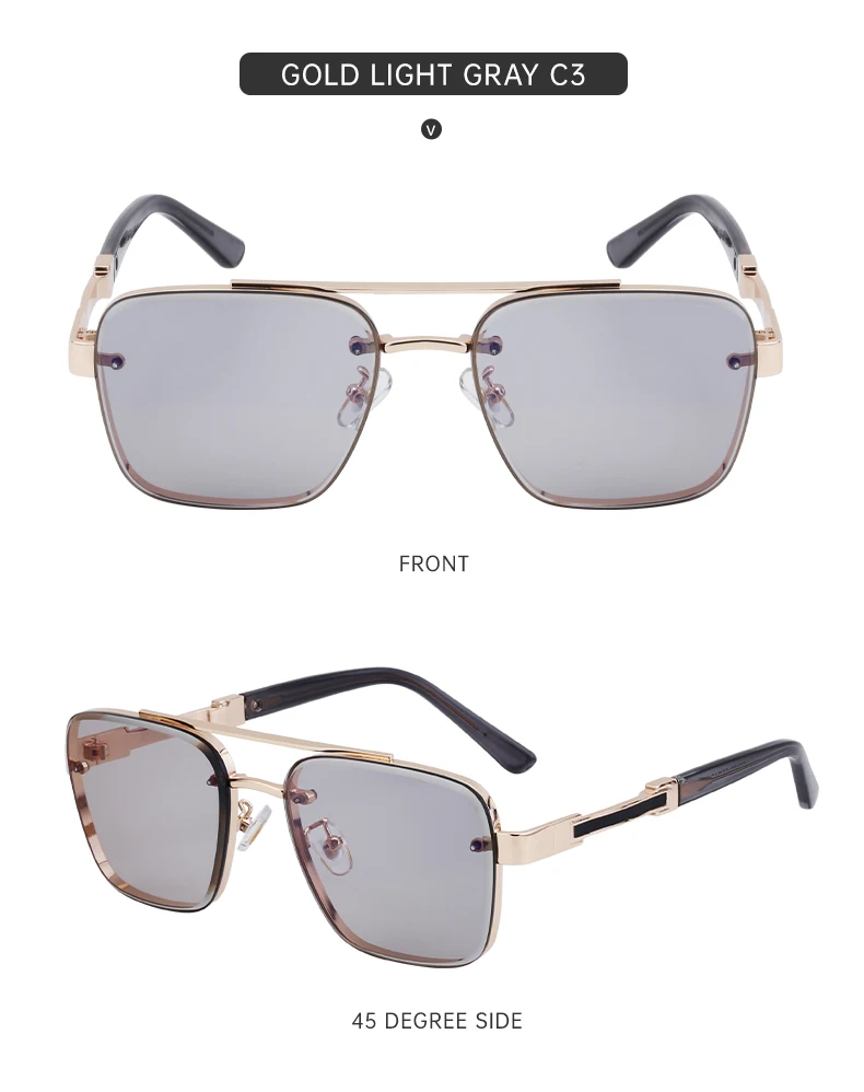 Übergroße quadratische Sonnenbrille für Herren, große Luxus-Designer-Vintage-Metall-Sonnenbrille für Männer, modische Eyewear, Gafas De Sol – Detail 13