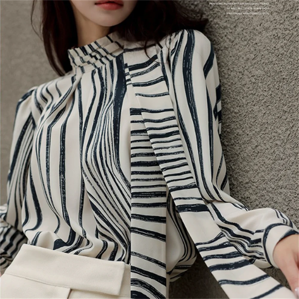 Striped shirt autumn women zebra shirt personality retro top girl