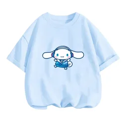 2024 New MINISO Cinnamoroll T-shirt Children's Clothing Girls Summer Boys Short-sleeved Sanrio Cartoon T-shirt Baby Trucksuit