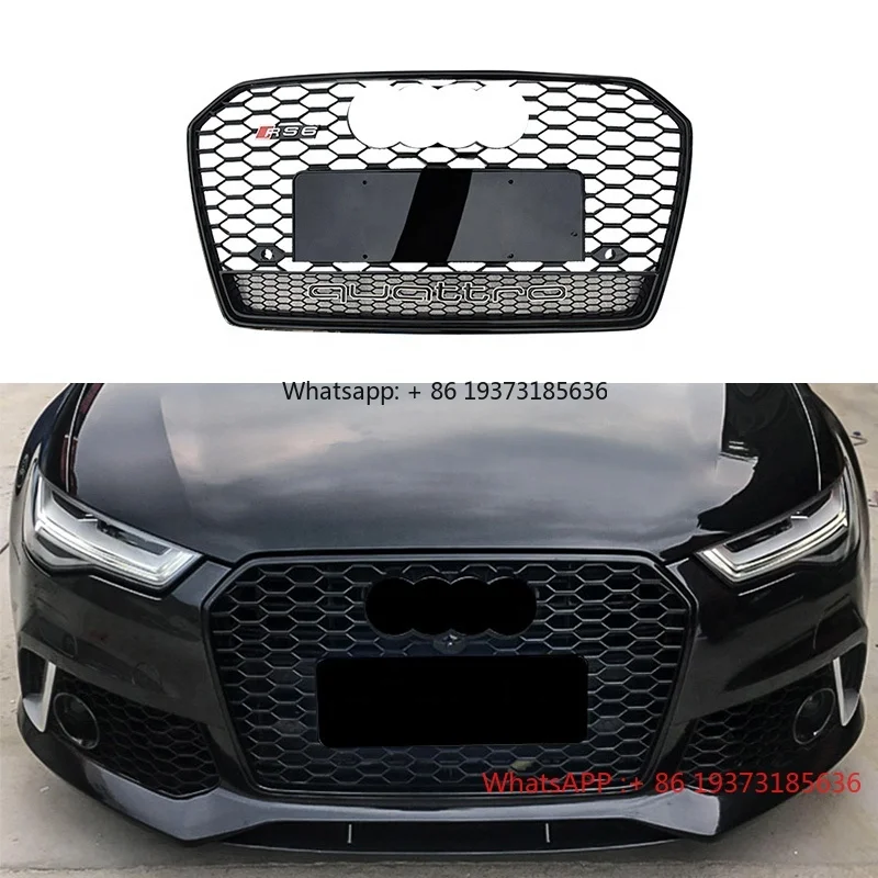 

High Quality Car 2016-2018 RS6 Style Gloss Black Front Grill for Audi A6 S6 C7.5 2016 2017 2018 Honeycomb Auto Front Grill