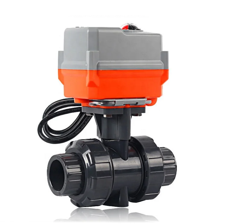 Válvula de esfera motorizada elétrica de união dupla, controlador de pvc, 12v, 220v, 2 vias, válvula de esfera motorizada, atuador elétrico de água para água