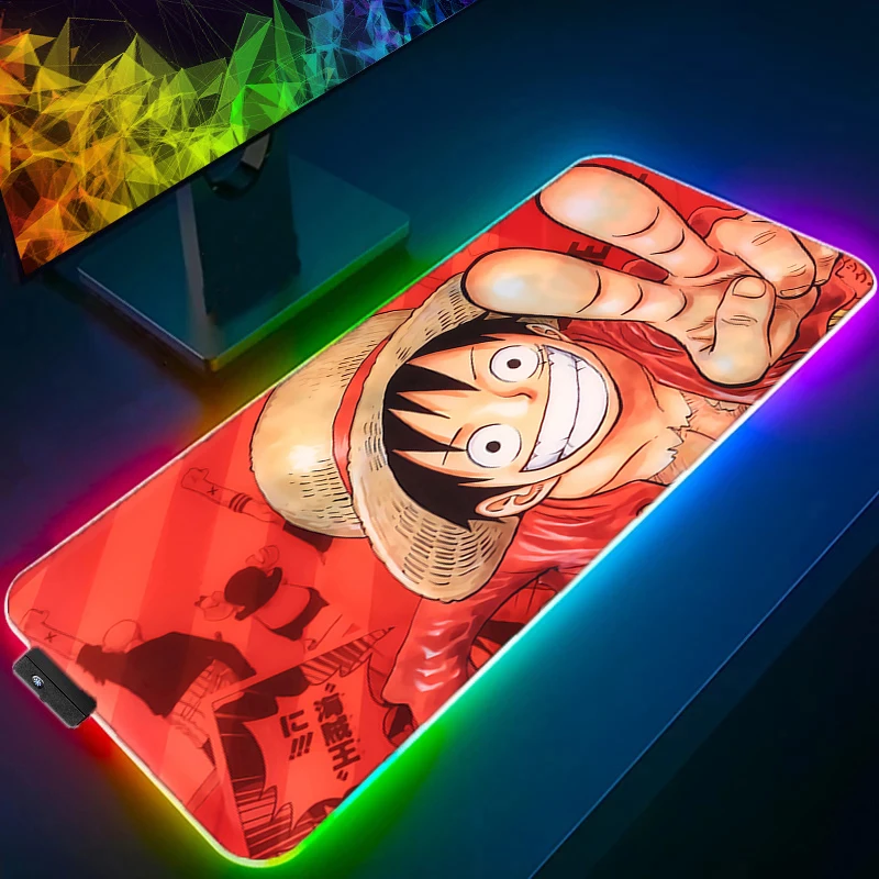 Jeden kusu LED RGB myš blok luffy  anime blok myš rohož počítač hráč příslušenství myš klávesnice deskpad vodotěsný chlapci styl