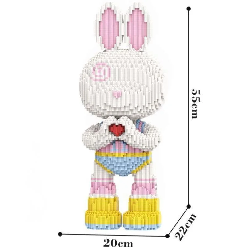 55cm Rabbit Bear Building Blocks Toys Letter Pen Scribble Cartoon Colour Model Micro Diamond Bricks Toys For Boys Navidad Gifts