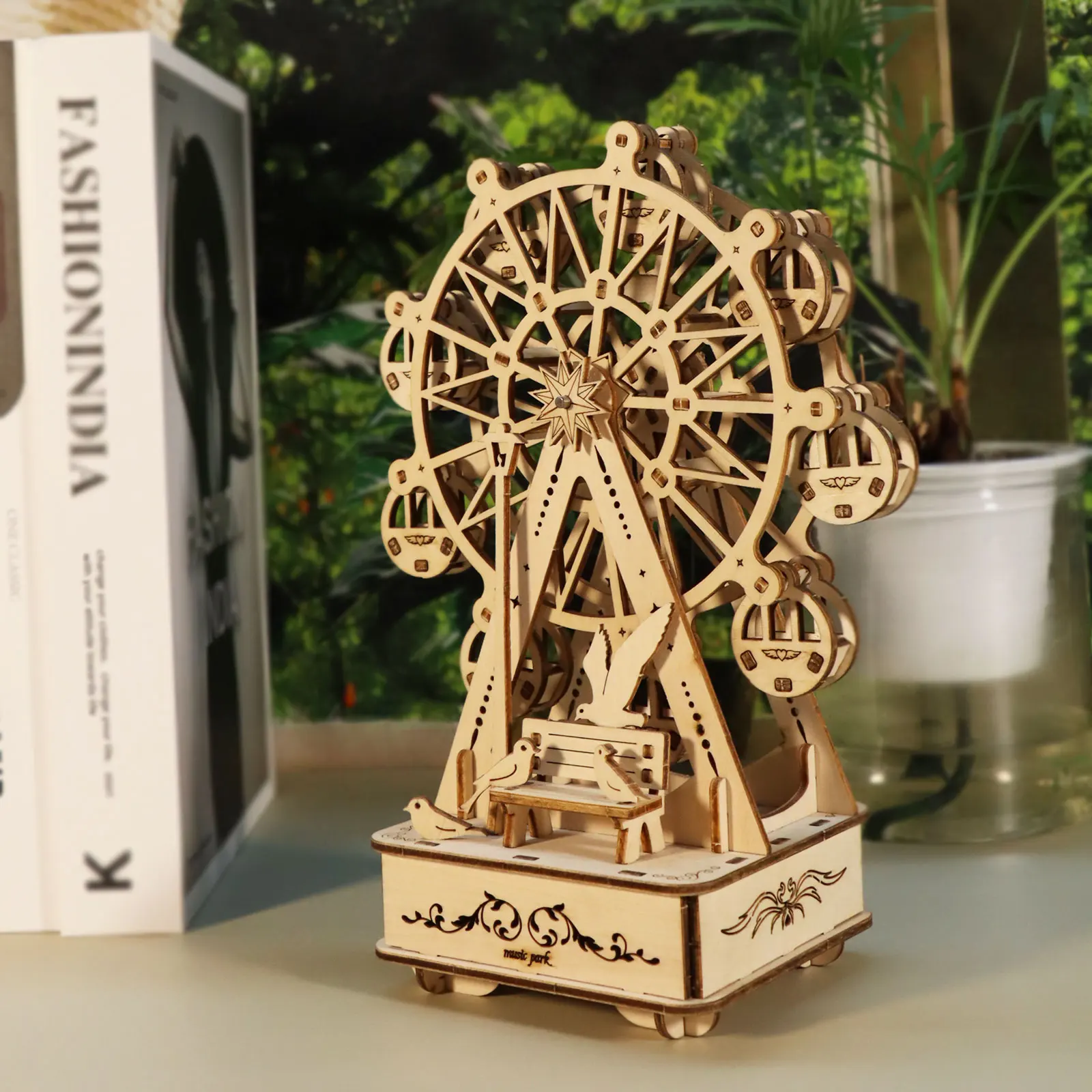 3D Wooden Puzzles Music Box Ferris Wheel DIY Crafts Handmade Model Kits for Women Birthday Gifts