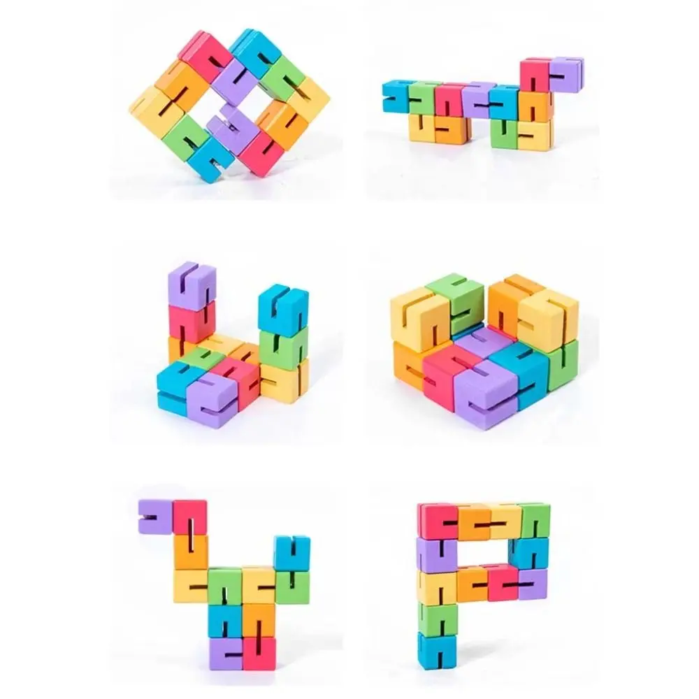 Brain Training 3D Block Wooden Toy Parent-Child Interaction Rainbow Jigsaw Puzzle Colorful Montessori Logical Thinking Game