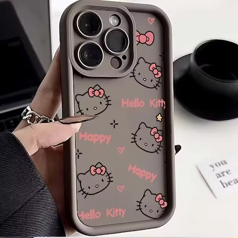 Custodia morbida per telefono Sanrio Hello Kitty Plain Multistep TPU per iPhone 13 Mini 12 Pro 14 Plus 15 Pro Max 11 7 8 Plus X XS Max XR SE20