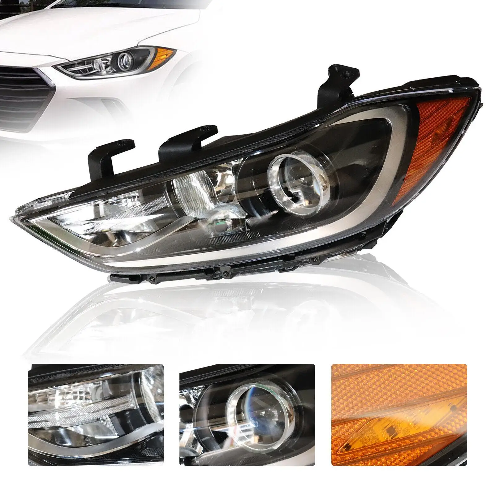 For 2017 2018 Hyundai Elantra Sedan Headlight Replacement Halogen Left Driver Side/Right Passenger Side LH/RH