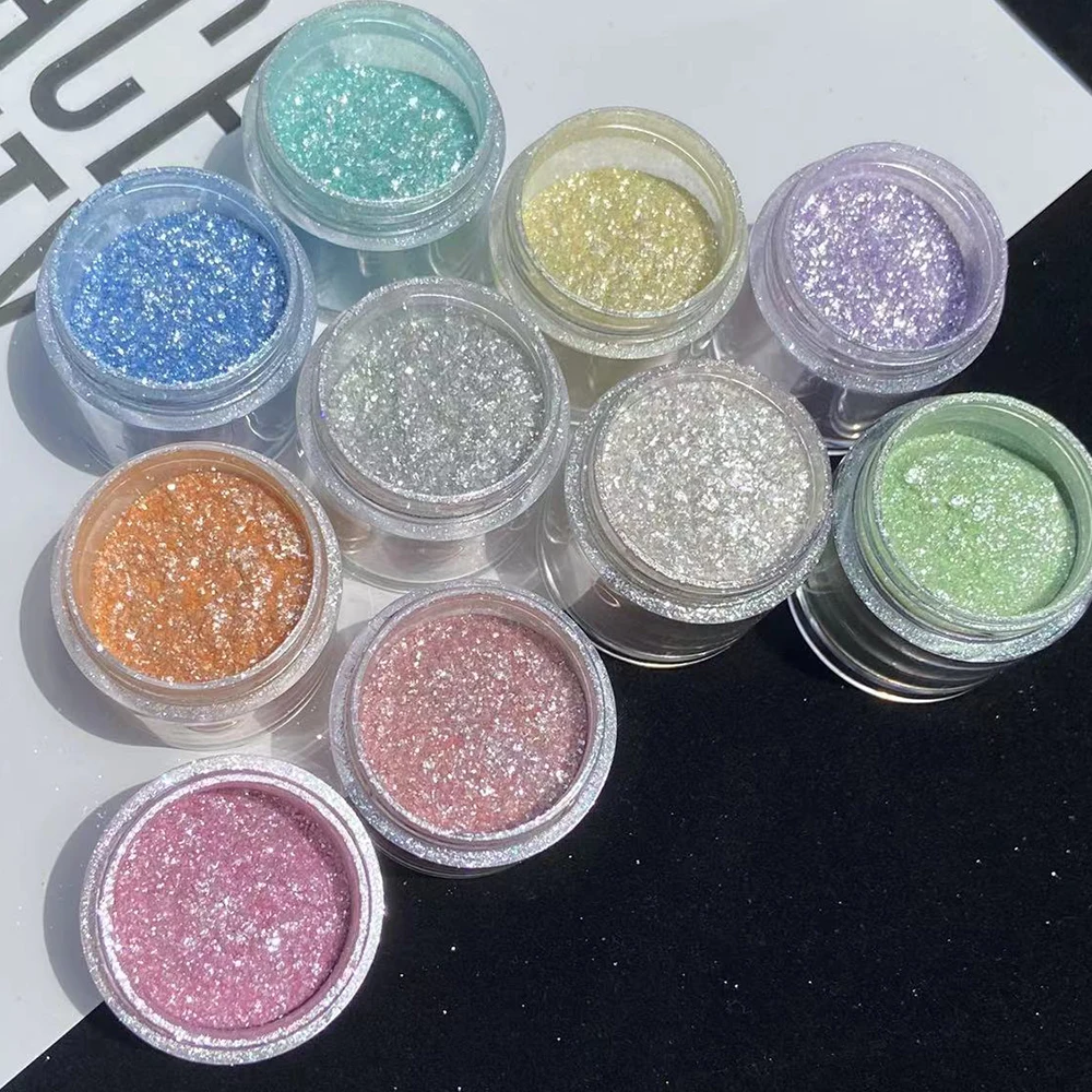 10 colori scintillanti polvere glitter per unghie arcobaleno cristallo diamante pigmento polvere olografica manicure fai da te unghie cromate decorazione artistica