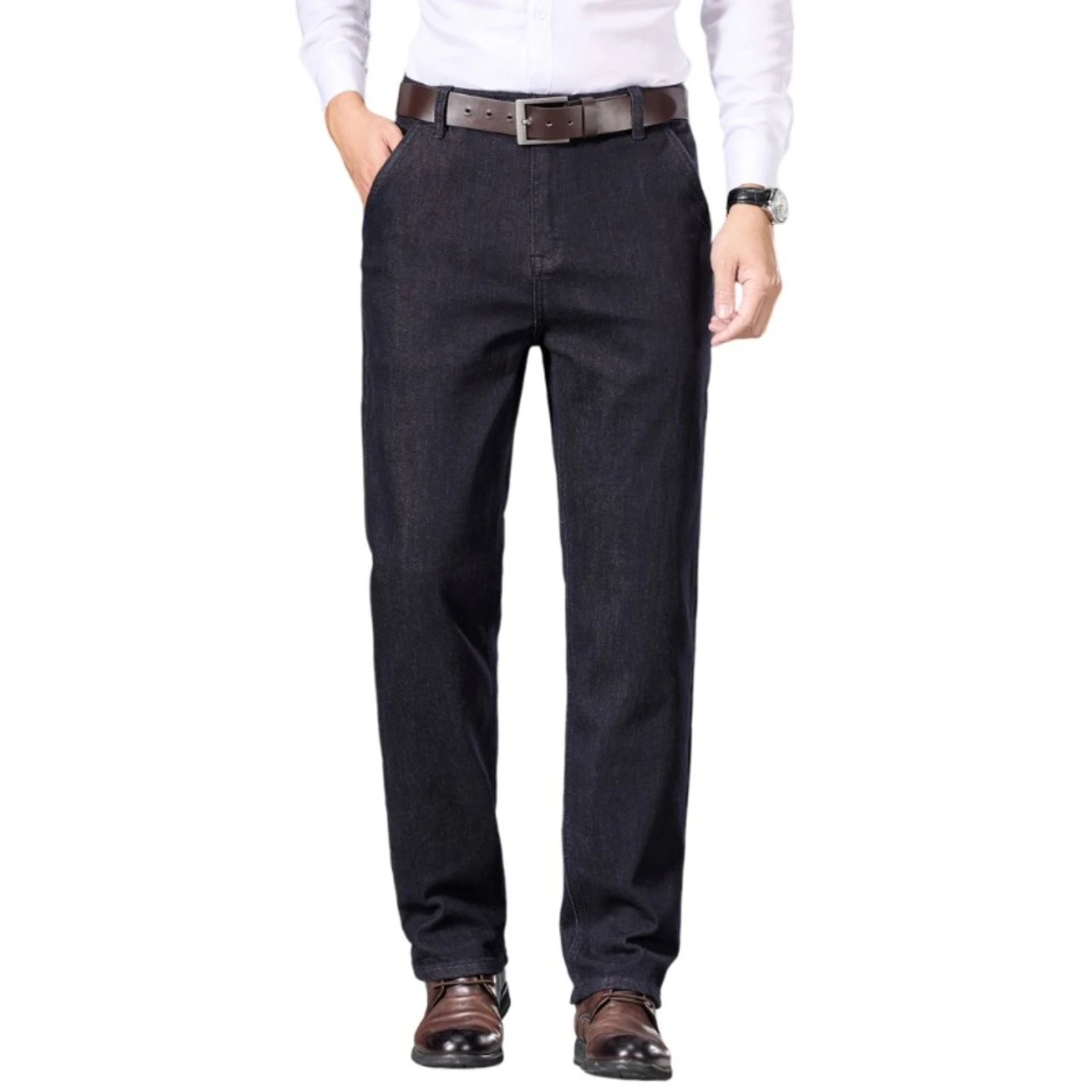 

Мужские деловые джинсы из денима, новая весенняя мода, однотонные повседневные брюки из смесового хлопка, уличная одежда, брюки в городском стиле