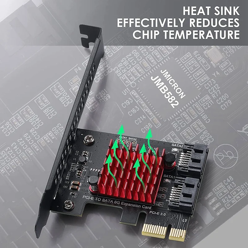 HOT-Pcie To 2 Ports SATA 3.0 6 Gbps SSD Adapter PCI-E PCI Express X1 Controller Board Expansion Card Support X4 X6 X8 X16