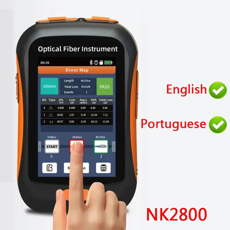 Mini OTDR NK2600 NK2800 5-IN-1 Active Fiber 1550nm Fiber Optic Reflectometer and VFL OLS OPM EventMap 20dB 60/80Km