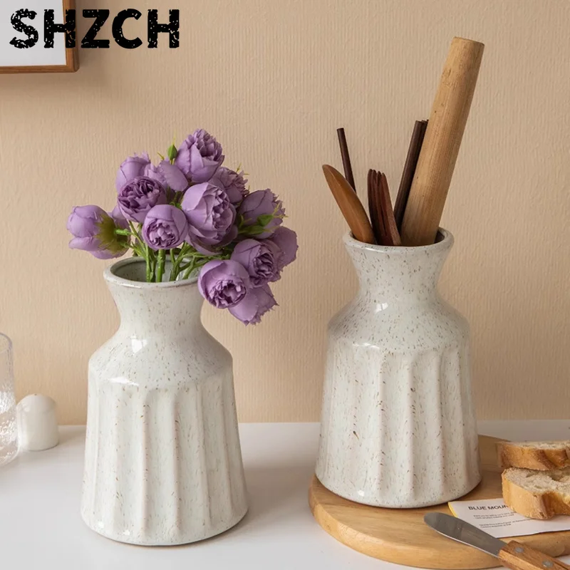 Antique Ceramic Vase Home Dining Table Flower Arrangement Decoration Ceramic Cooking Utensil Spoon /Spatula Holder Countertop