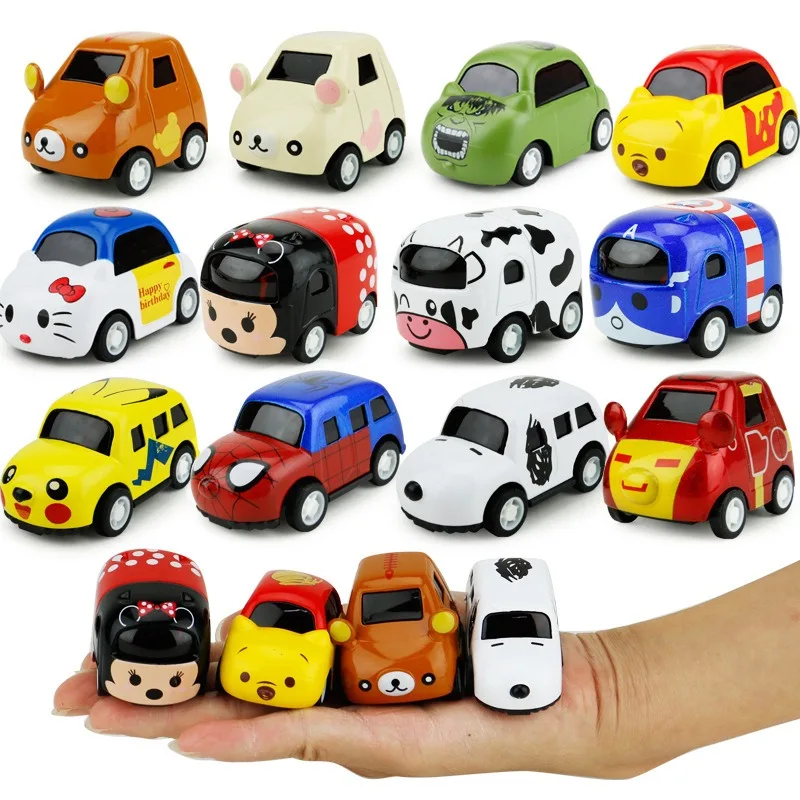 New Fun Cartoon Back Pull Back Vehicles  Alloy Car Pocket Toy Car Children\'s Mini Palm Q Version Cars Toy for Kids