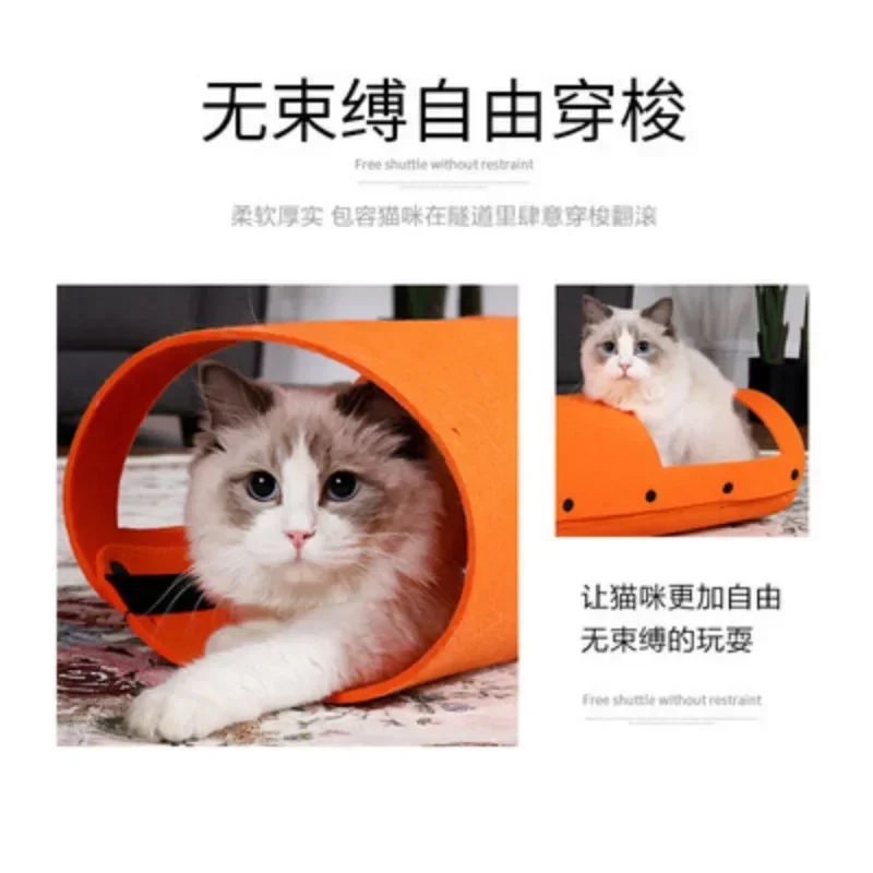 Felt Cat Tunnel for Indoor Cats with Hanging Mouse Pet Interactive Toy Cat House Pet Accessories Tent Playing Tube for Kitten