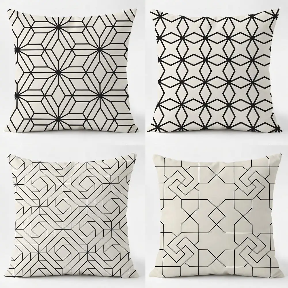 Clean Balanced Art G-Geometric Pattern Cushion Cover Sofa Home Living Room Car Decor Washable Decorative Square Pillowcase