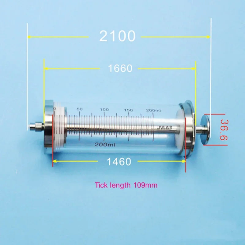 Large 200mL Syringe Gastight Airtight Precision Syringe Air Tightness Glass Syringe Pump Matching Sampler With PTFE Piston 200ml