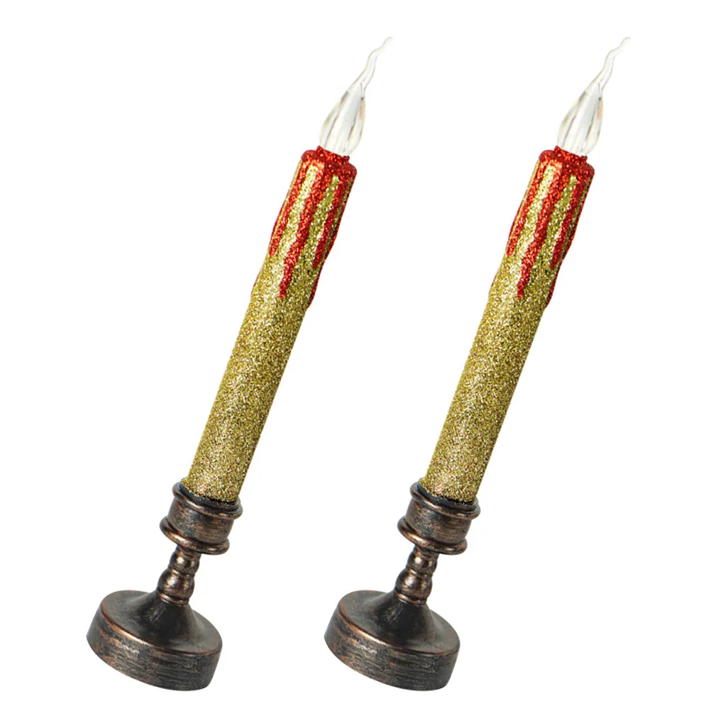 2 قطعة ضوء عيد الميلاد LED عديمة اللهب تعمل بالطاقة مصابيح عيد الميلاد الزخرفية لديكور حفلات سطح المكتب