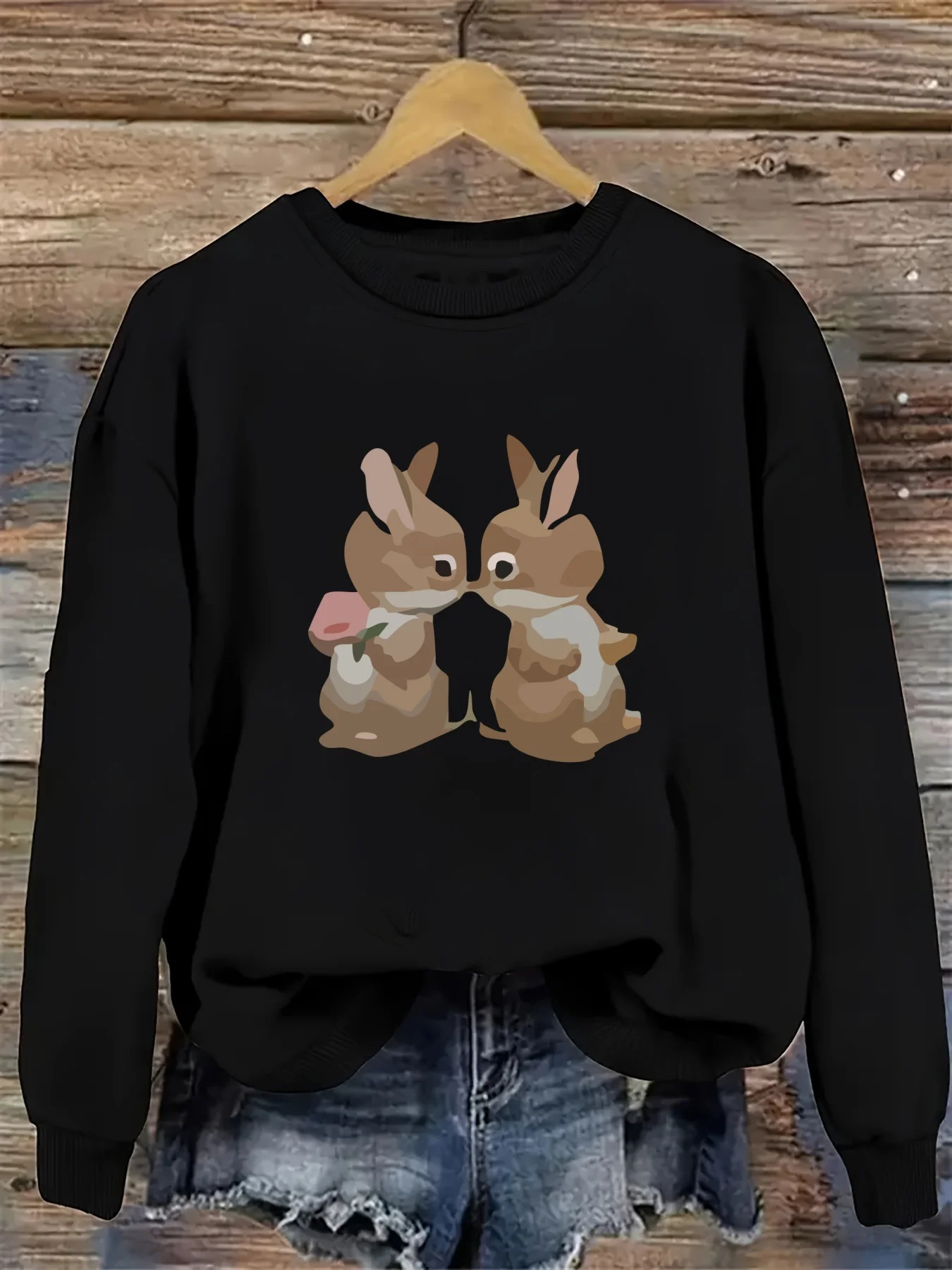 

Rabbit Graphic Printing Autumn and Winter Cotton Men's and Women's Sweatshirts Outdoor Sports Leisure Fashion Trend