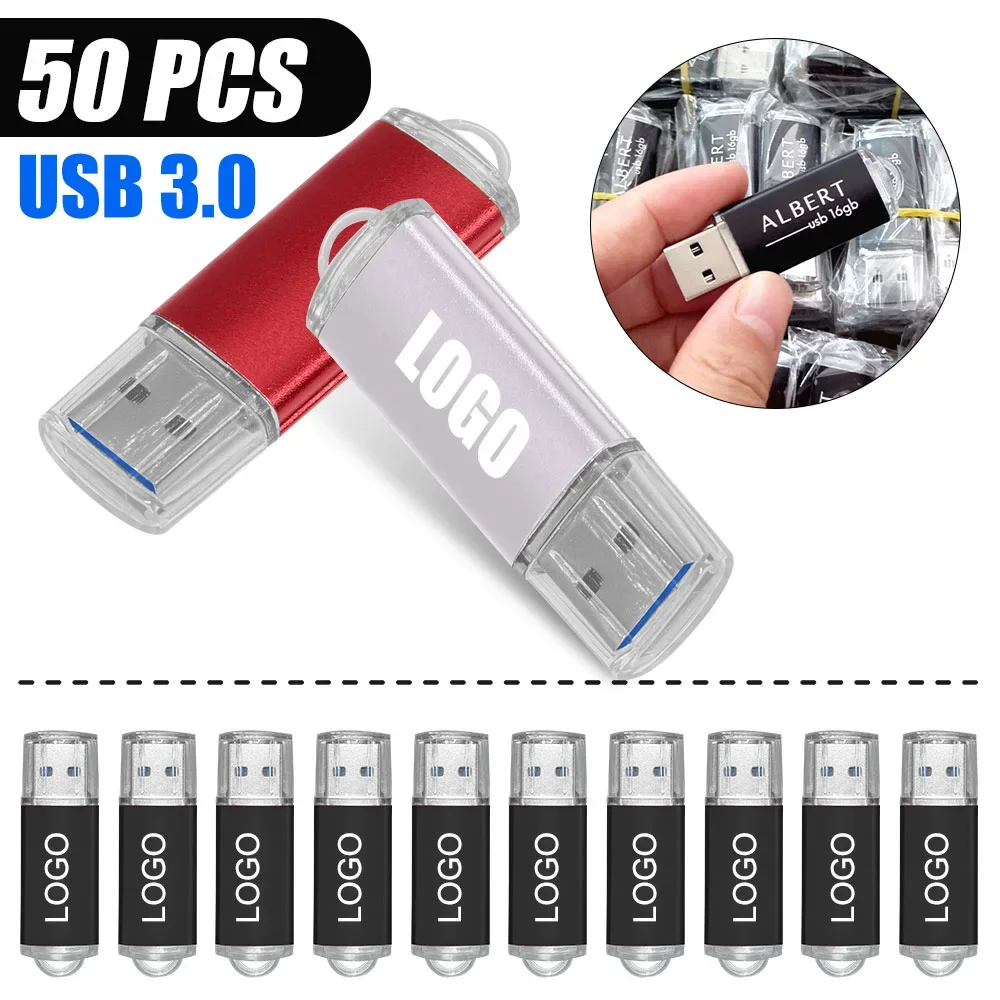 

50PCS LOT Colorful Metal Pendrive USB Flash 3.0 Cle usb 3.0 Flash Drive 8GB 16GB 32GB 64GB USB3. 0 Pen Drive Personalize Logo