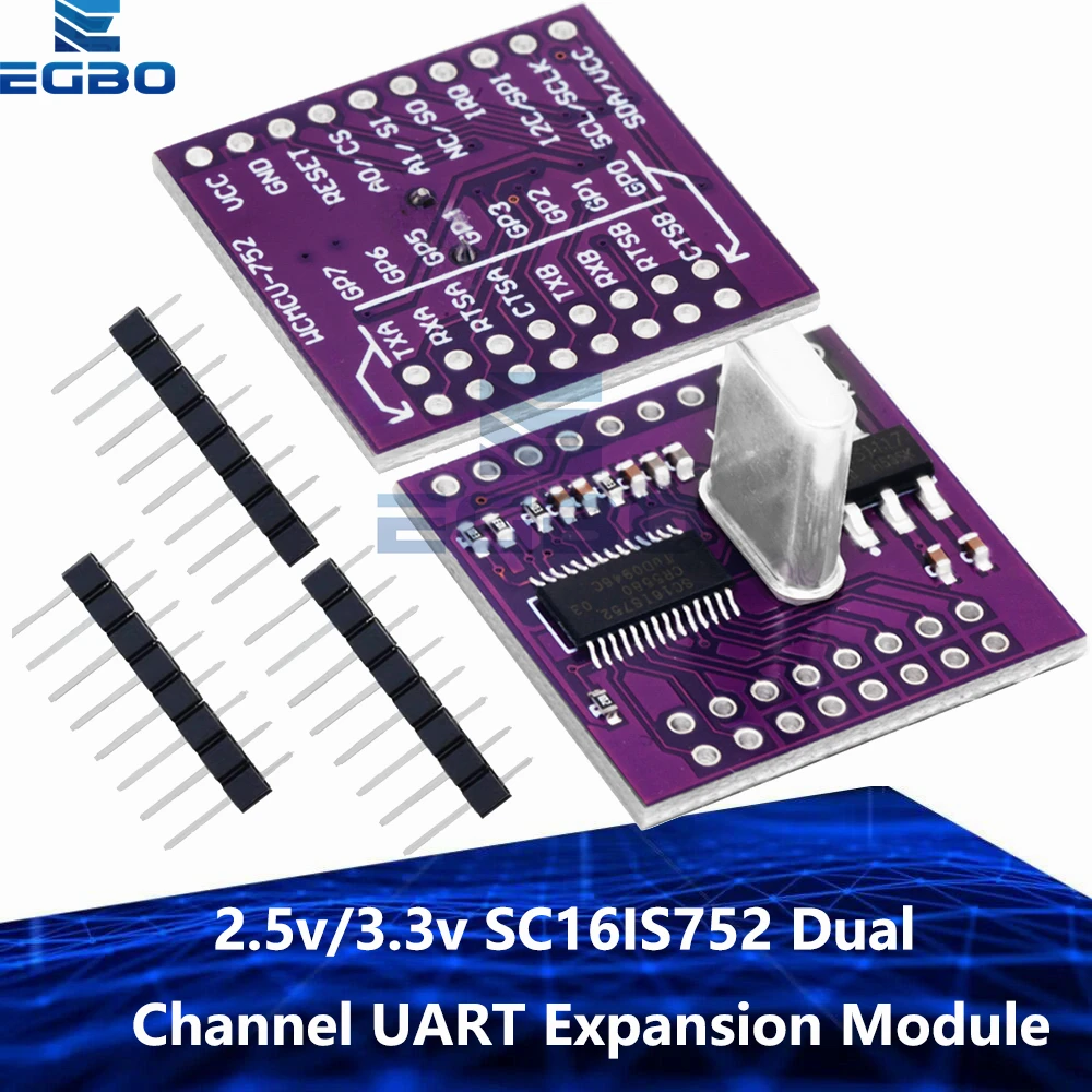 SC16IS752 Dual Channel UART Expansion Module 2.5V/3.3V Wide Voltage I2C/SPI Dual Bus Stable Conversion for Arduino