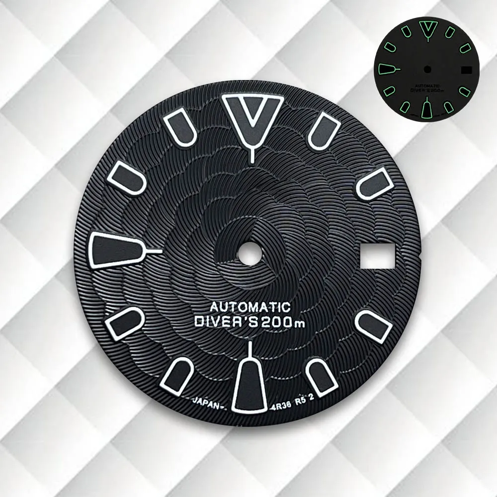 28.5mm S Logo Lotus Flower Dial Green Luminous Suitable For NH35/NH36/7S/4R Movement Quality Watch Modification Accessories