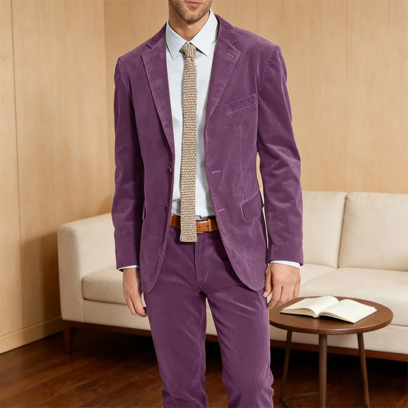 

Men's Suits Men's Two-piece Suits Velvet Comfortable Fabric Jacket Pants Fashion Casual Commuter Suits Custom Elegant Business
