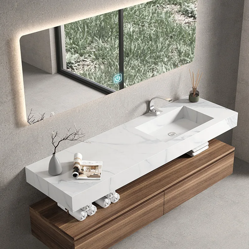 Xiaohongshu Bathroom Cabinet Combination Bathroom Rock Plate Integrated Basin Wash Hands, Facial Sink, Washbasin, Japanese minim