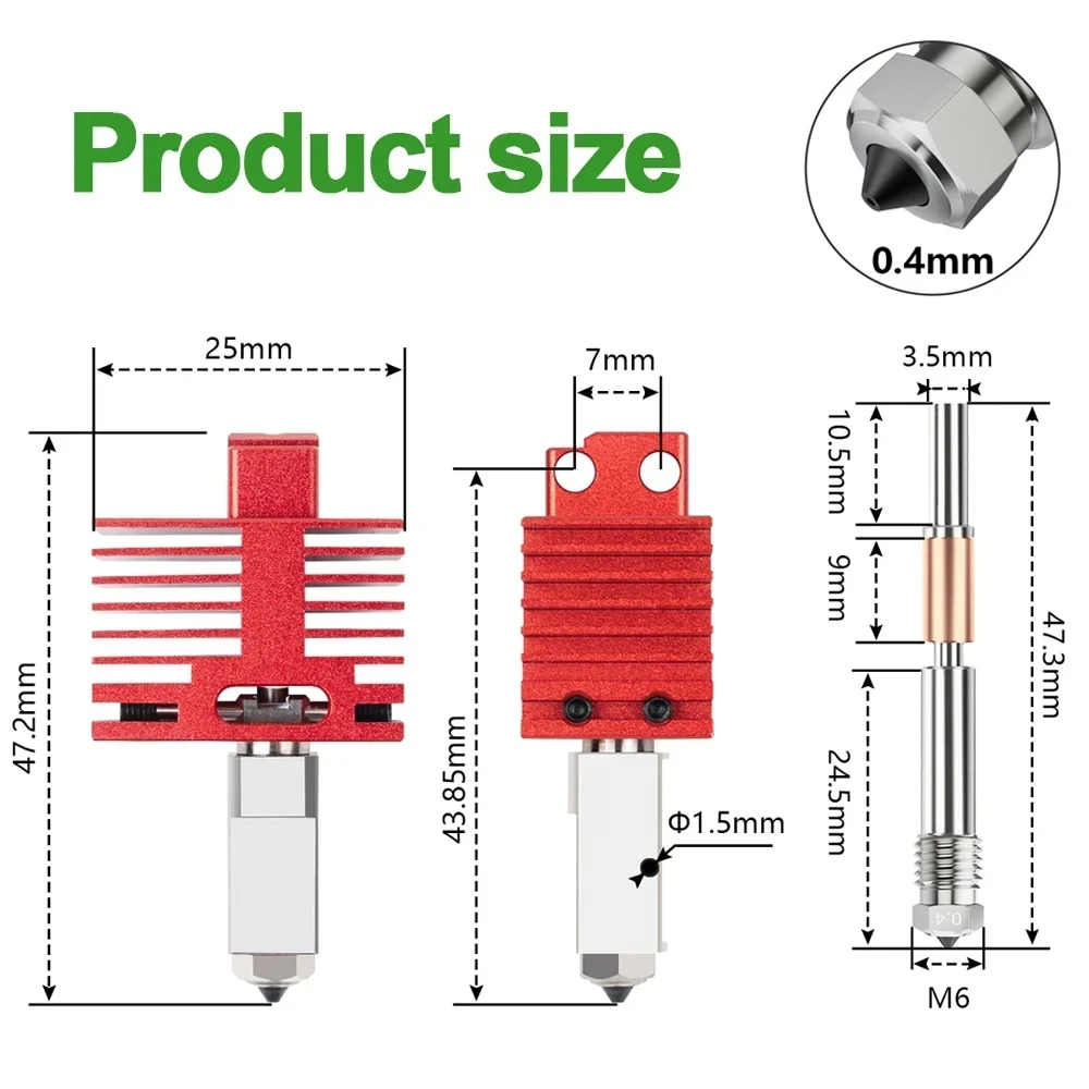 Upgraded V4.0 For Bambu Lab Hotend With Nozzle For Bambu Hot end Complete P1S Bambulab X1 Carbon P1P Thermistor X1C Accessories